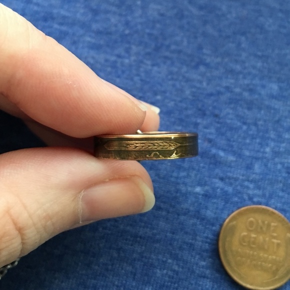 US Copper Wheat Penny Coin Ring Heart Necklace Stainless Steel Handmade OOAK - Picture 11 of 13